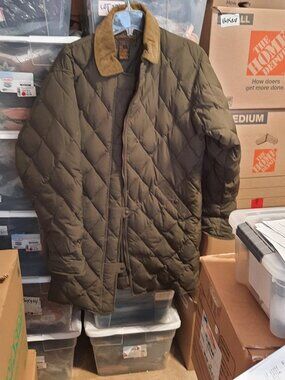Vintage Eddie Bauer Women Diamond Quilted Chore Coat Goose Down Size M